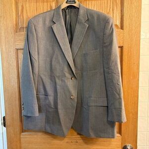 Lauren Ralph Lauren Wool Silk Blazer Sport Coat Jacket Gray Herringbone Mens 46S
